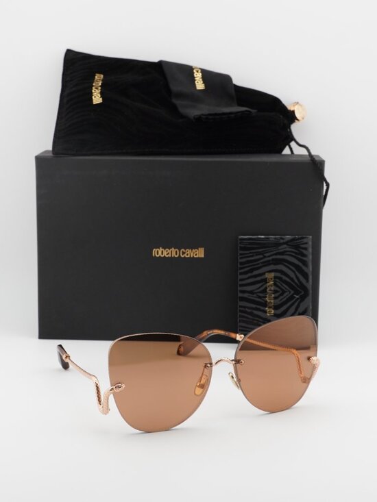 Roberto Cavalli SRC062 8FCX Butterfly Sunglasses - Gold / Brown main image 6